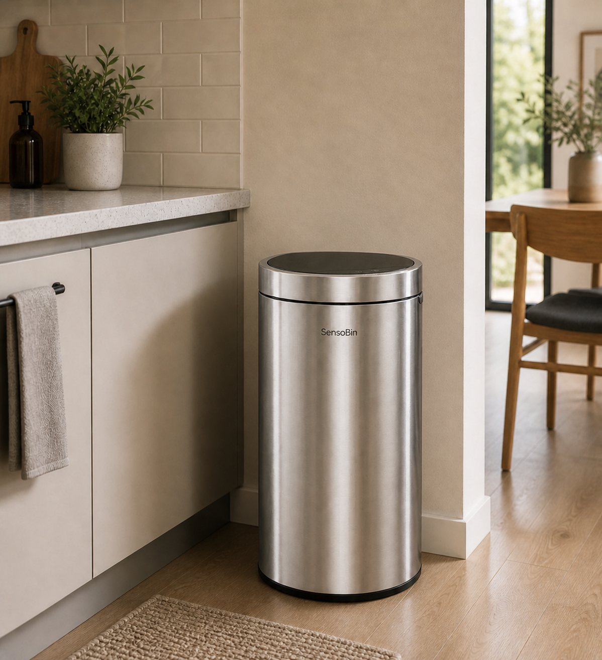 Sensobin Compact Smart Sensor Dustbin – Touchless Stainless Steel Garbage Bin