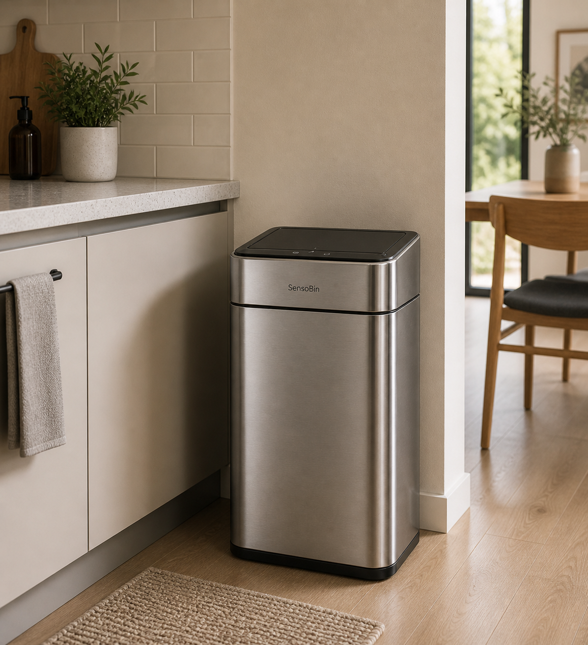 Sensobin Slim Smart Sensor Dustbin – Stainless Steel Automatic Garbage Bin for Kitchen