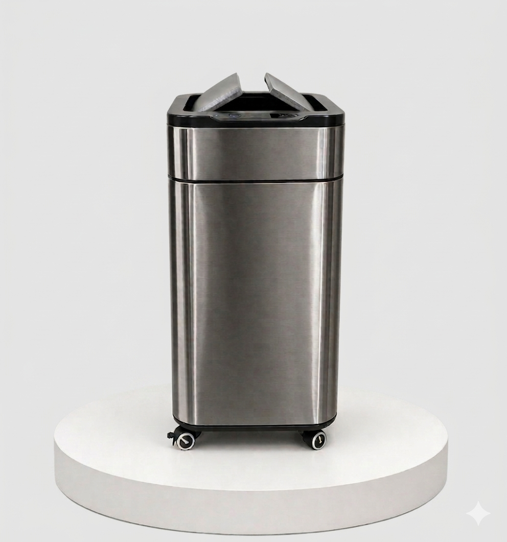 Sensobin Large Capacity Smart Sensor Dustbin with Wheels – Dual Lid Automatic Bin